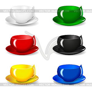 Set of beautiful colorful cups - vector clipart