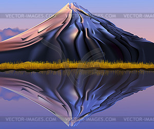 Mountain landscape reflection - vector image