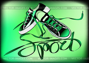 Beautiful pair of green sneakers - vector clip art