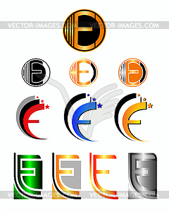 Элементы дизайна с буквой Е - векторное графическое изображение