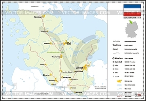 Map of Schleswig-Holstein - vector clipart