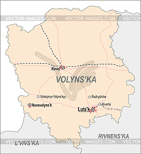 Map of Volyn Oblast - vector clipart