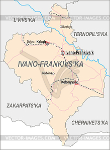 Map of Ivano-Frankivsk Oblast - vector clip art