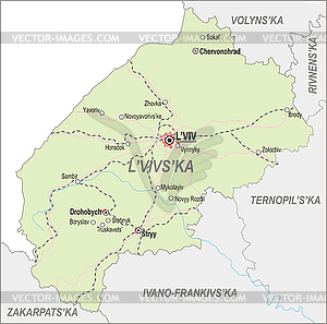 Map of Lviv Oblast - vector image