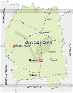 Map of Zhytomir Oblast - vector clip art