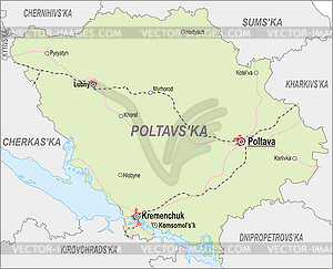 Карта Полтавской области - векторный рисунок