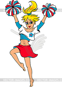 Pretty young fashionable cheerleader girl - vector image