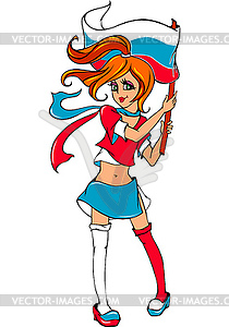 Pretty young teenager girl with flag of Russia - vector clip art