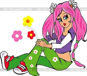 Pretty young fashionable teenager girl - stock vector clipart