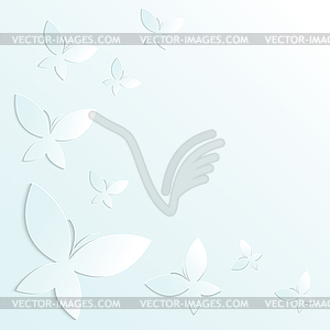 White blue butterflies on a light background. - vector clipart