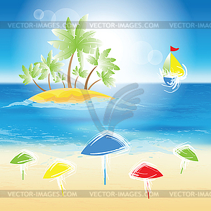 Sand beach, small island. - royalty-free vector clipart