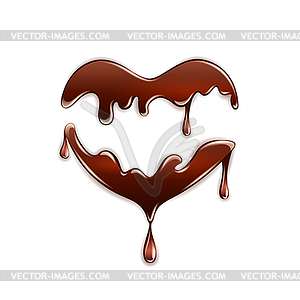 Dark chocolate in heart shape - vector EPS clipart