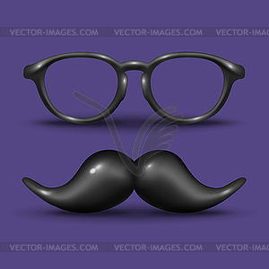 Man glass and mustache on purple background - vector clipart