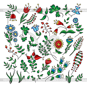 Collection of colorful flowers - color vector clipart
