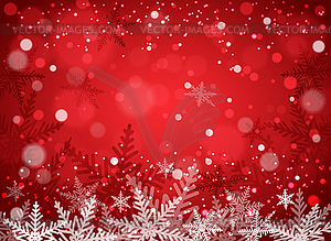 Christmas snowflakes on red background - vector image