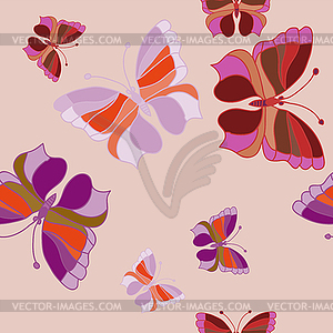 Red butterfly seamless - vector image