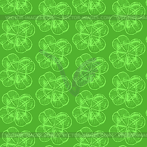Sketch clover, seamless pattern, saint Patrick day - vector clipart
