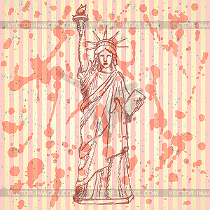 Sketch statue of liberty, background - vector clipart