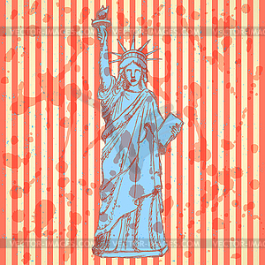 Sketch statue of liberty, background - vector image