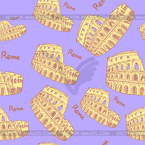 Sketch Coliseum, vintage seamless pattern - vector clipart