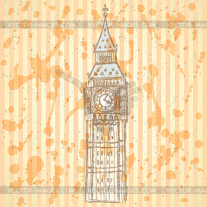 Sketch Big Ben, background eps 10 - vector clipart