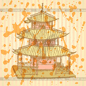 Sketch Chinese temple, background eps 10 - vector clipart