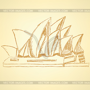 Эскиз Сиднейский оперный, фон EPS 10 - векторный рисунок