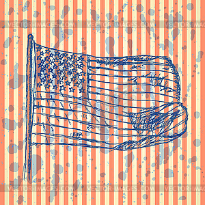 Sketch flag of USA, background - vector clipart