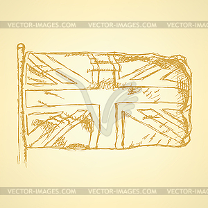 Sketch Unaited Kingdom flag, background - vector clip art