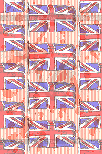 Sketch flag of UK, seamless pattern - vector image