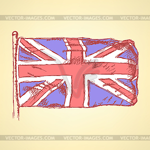 Sketch Unaited Kingdom flag, background - color vector clipart