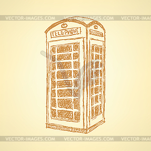 Sketch London phone cabin, background - vector image