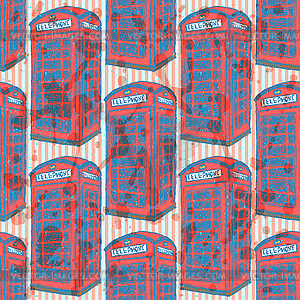 Sketch London phone cabin, seamless pattern - vector EPS clipart