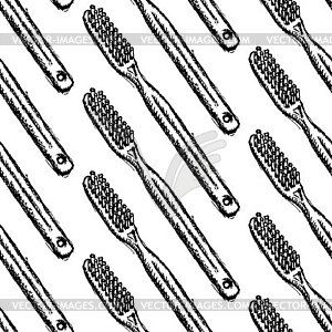 Эскиз зубная щетка, бесшовные модели - векторное изображение