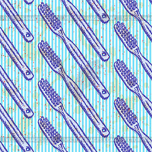 Sketch tooth brush, seamless pattern - vector clipart / vector image