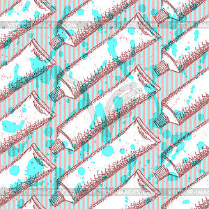 Sketch tooth paste, seamless pattern - vector clipart