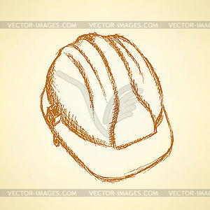 Sketch helmet, vintage background - vector clip art