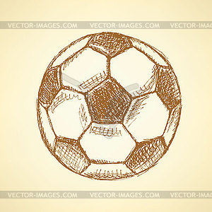 Sketch football balll, vintage background - vector clip art