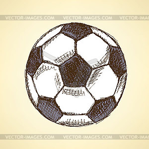 Sketch football balll, vintage background - vector clipart