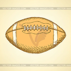 Sketch american football balll, background - vector image