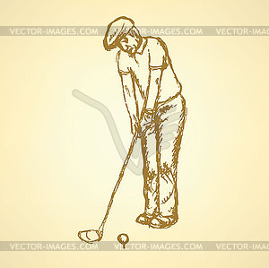 Sketch golfer - vector clipart
