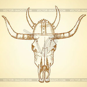 Sketch texas longhorn steer - vector image