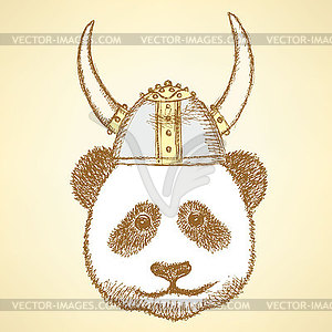 Sketch cute panda - vector image