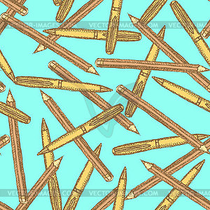 Sketch cute pen and pencil - vector clipart