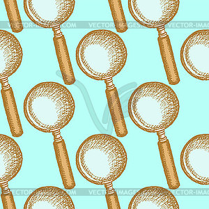 Sketch magnify glass in vintage style - vector clip art