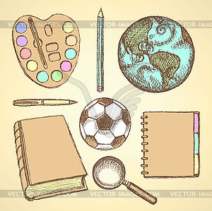 Sketch education set in vintage style - vector clipart