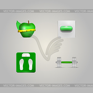 Элементы здорового образа жизни - векторное изображение клипарта