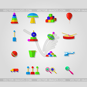 Иконки с детскими игрушками - изображение в векторном виде