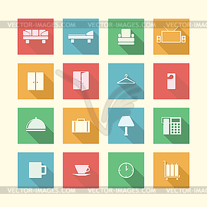 Flat icons for hotel - vector clipart