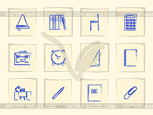 Icons for school supplies - vector clip art